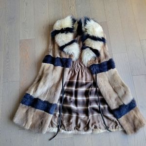 Custom made REAL mink (real fox collar) vest